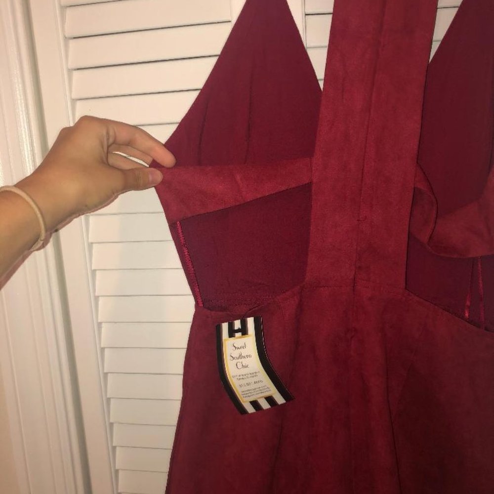 Red Backless Romper - Picture 3 of 3